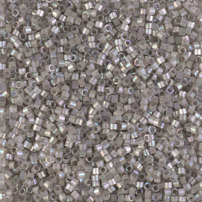 Delica 11/0 RD Pewter AB Silk Inside Dyed, 1877V
