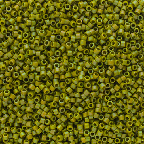 Delica 11/0 Frosted Glazed Rainbow Green Lime Matte AB, DB2309V