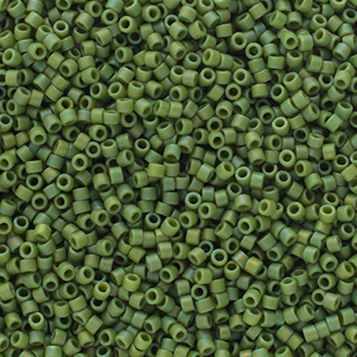 Delica 11/0 Frosted Glazed Rainbow Green Shamrock Matte AB, DB2310V