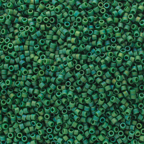 Delica 11/0 Frosted Glazed Rainbow Green Pine Matte AB, DB2311V