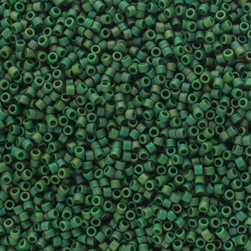 Delica 11/0 Frosted Glazed Rainbow Green Emerald Matte AB, DB2312V