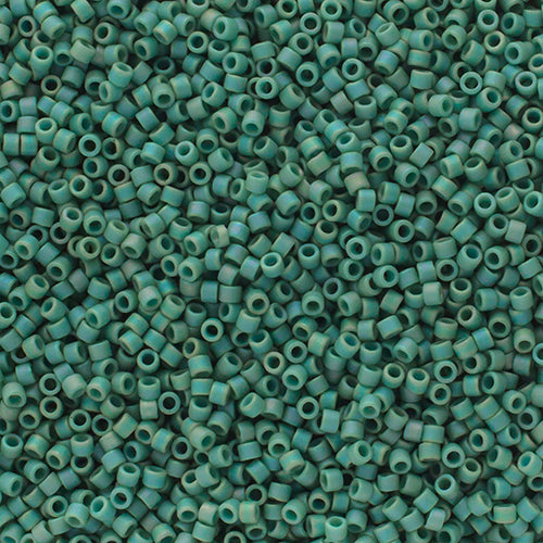 Delica 11/0 Frosted Glazed Rainbow Green Mint Matte AB, DB2313V