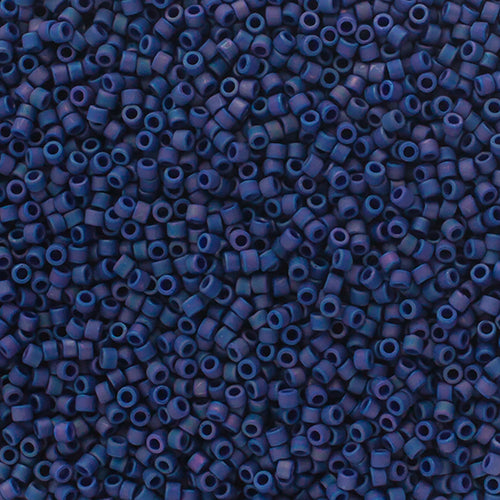 Delica 11/0 Frosted Glazed Rainbow Blue Indigo Matte AB, DB2319V
