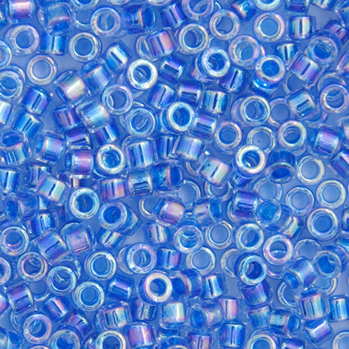 Delica 11/0 RD Blue AB Lined-Dyed, DB0077V