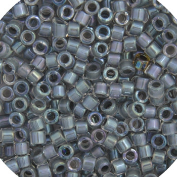 Delica 11/0 RD Dark Grey AB Lined-Dyed, DB0081V