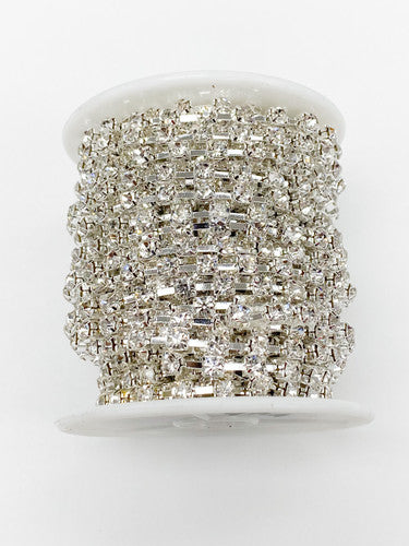 Silver Metal Rhinestone Banding Crystal 10 Yard Roll