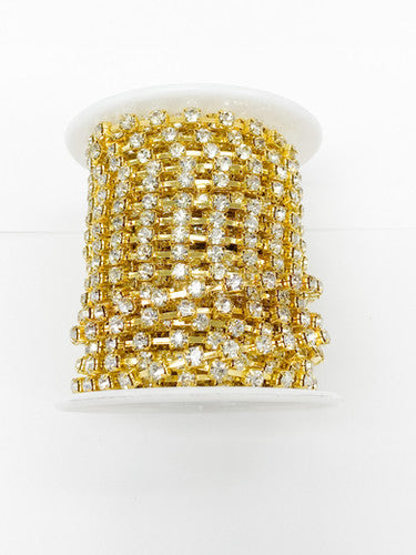 Gold Metal Rhinestone Banding Crystal 10 Yard Roll