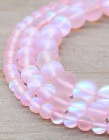 Matte Pink Moon Light Quartz (MM) Natural Stone Beads