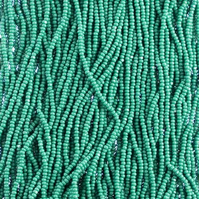 Czech Seed Bead 13/0 Cut Opaque Medium/Dark Green Strung, 1097SH