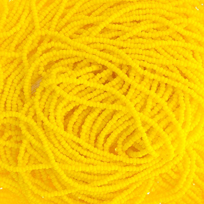 Czech Seed Bead 13/0 Cut Opaque Lemon Yellow Strung, 29301SH