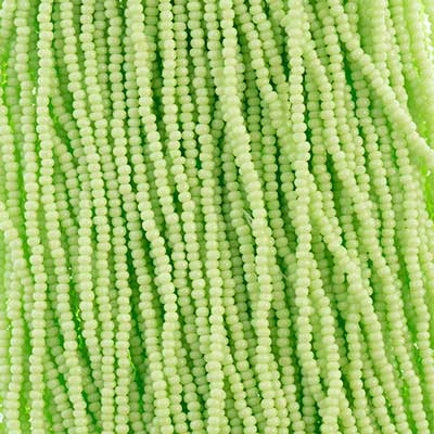 Czech Seed Bead 13/0 Cut Opaque Pale Green Strung, 29307SH