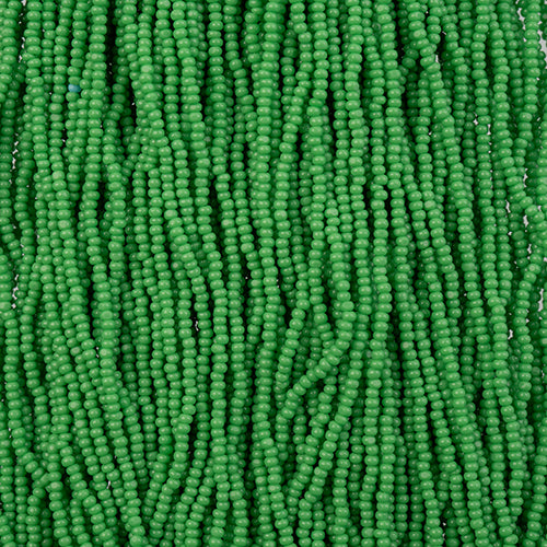 Czech Seed Bead 13/0 Cut Opaque Medium Green Strung, 29315SH