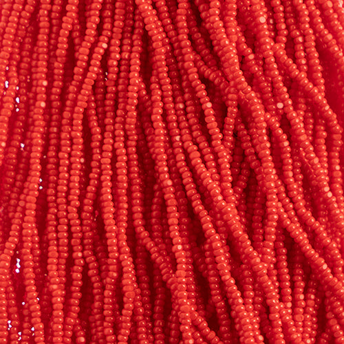 Czech Seed Bead 13/0 Cut Opaque Light Red Strung, 29345SH