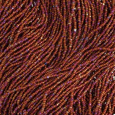 Czech Seed Bead 13/0 Cut Opaque Ruby AB Strung, 35372SH