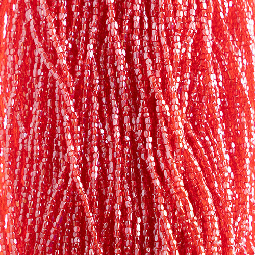 Czech Seed Bead 3Cut 10/0 Transparent Red Luster Strung,