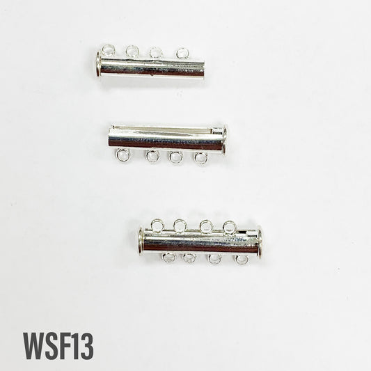 Slide Lock Clasp 4 Strand - Rhodium Colour