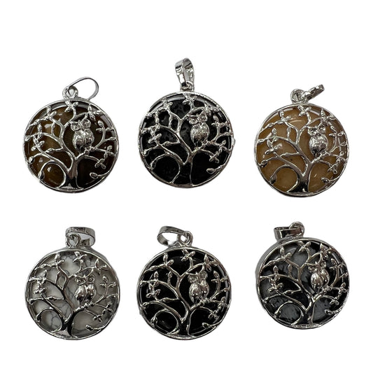 Natural Stone Tree Wrapped Pendant
