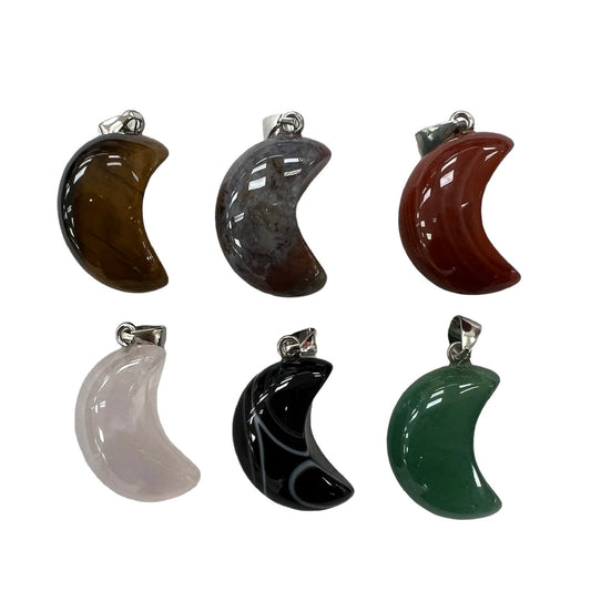 Natural Stone Half Moon Pendant
