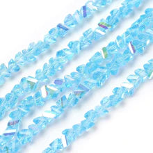 Transparent Blue Glass Triangle 3mm Bead Strand