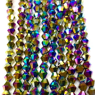 Rainbow Crystal Glass 4x4mm Bead Strand