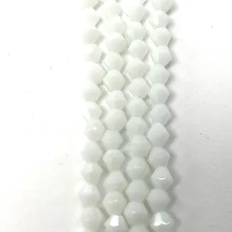 White Glass Bicone 4x4mm Bead Strand