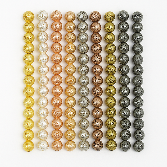 Hematite lava bead Strands 8mm
