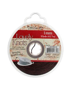 LOVELY KNOTS/KNOTTING CORD 1MM 50YDS WITH BOBBIN LT CHOCOLATE