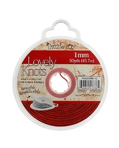 LOVELY KNOTS/KNOTTING CORD 1MM 50YDS WITH BOBBIN RED