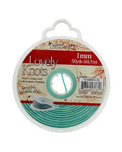 LOVELY KNOTS/KNOTTING CORD 1MM 50YDS WITH BOBBIN TURQUOISE