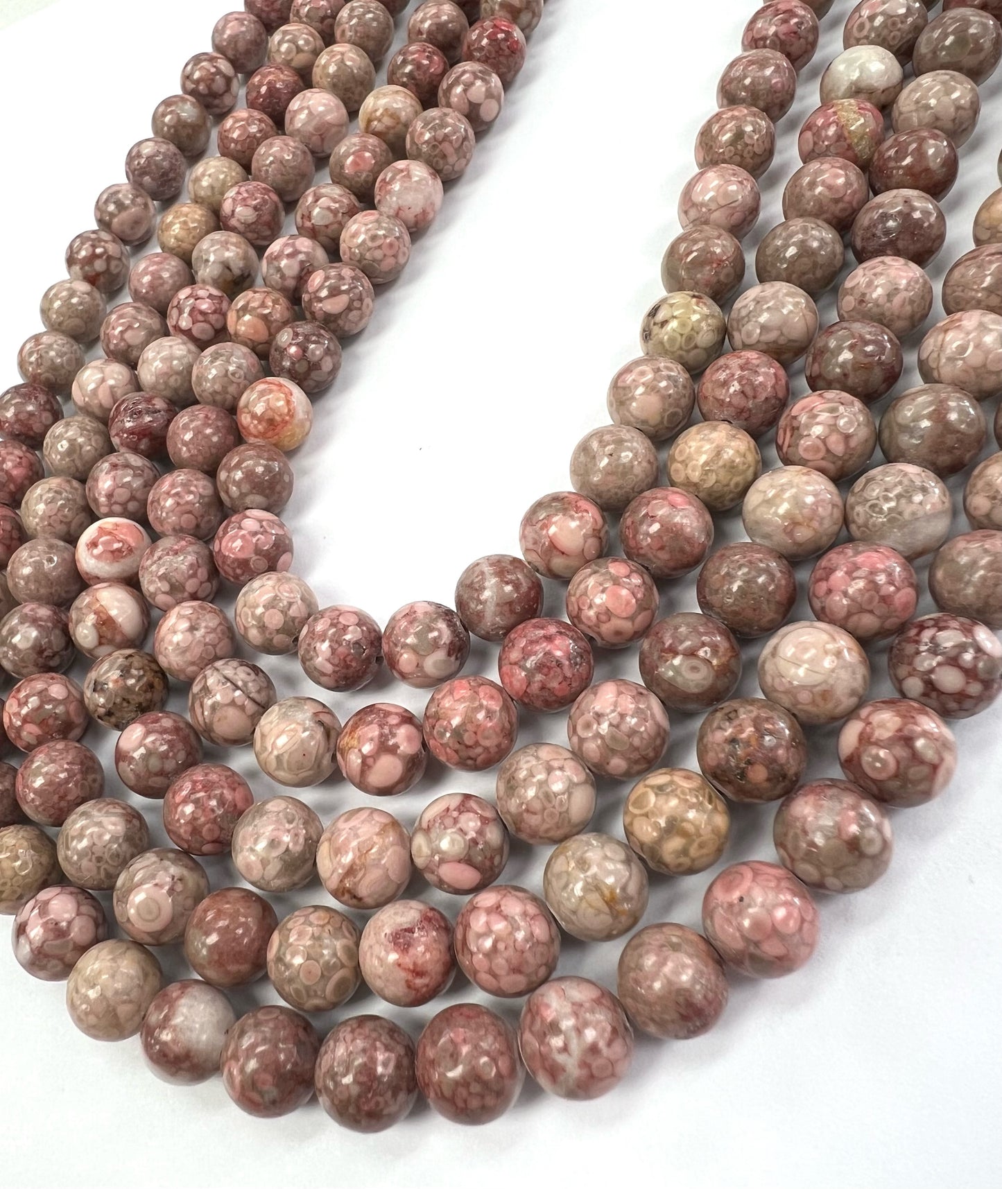 Pink Sea Lilly Jasper Natural Stone Beads