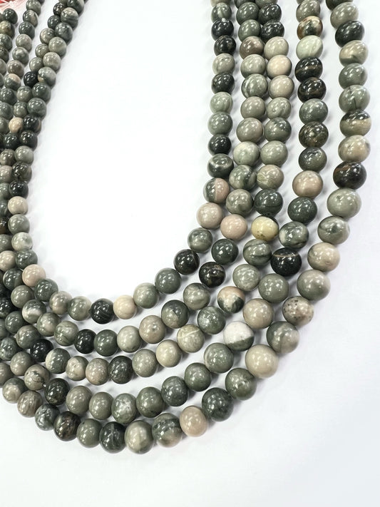 Green Wood Grain Natural Stone Beads