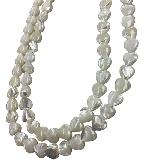 Heart Shape Natural Mother of Pearl Strand 6mm