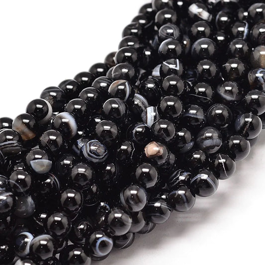 Black Banded Agate Natural Stone Beads