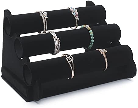 Black Velvet Bracelet Holder - 3 Layer