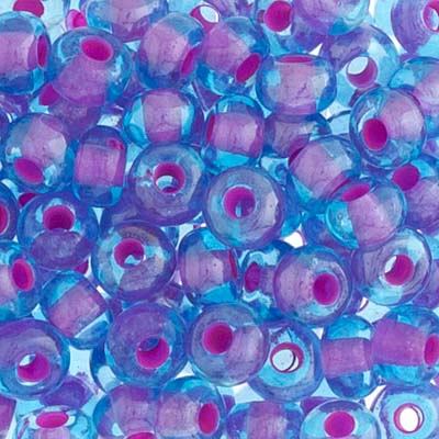 CZECH SEEDBEAD 2/0 AQUA/PURPLE LINED, 053