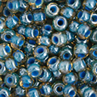 CZECH SEEDBEAD 2/0 TOPAZ/BLUE LINED, 054