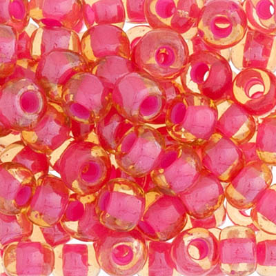 CZECH SEEDBEAD 2/0 TOPAZ/PINK LINED, 056