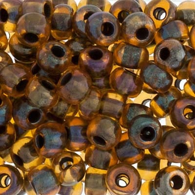 CZECH SEEDBEAD 2/0 TOPAZ/BLACK LINED AB. 058