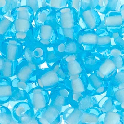 CZECH SEEDBEAD 2/0 AQUA/WHITE LINED, 059