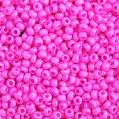 Czech Seed Bead 10/0 Opaque Dyed Hot Pink, 016