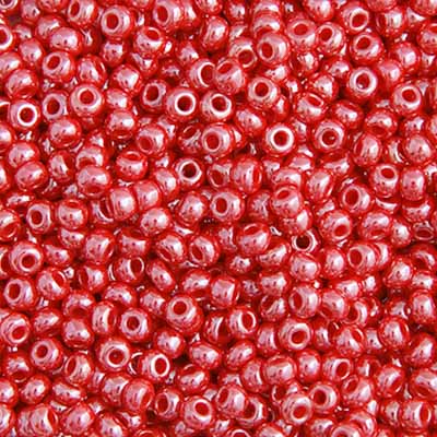 Czech Seed Bead 10/0 Opaque Pearl Red, 030