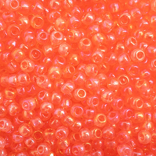 Czech Seed Bead 10/0 Transparent Salmon Pink Rainbow AB, 058