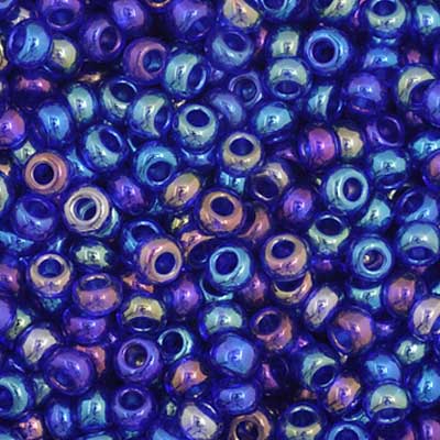 Czech Seed Bead 11/0 Transparent Navy Blue AB, 34945V