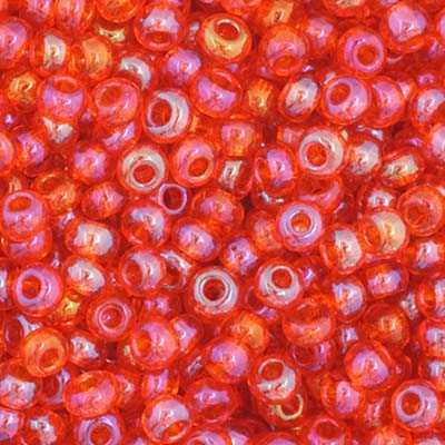 Czech Seed Bead 11/0 Transparent Orange AB, 34947V