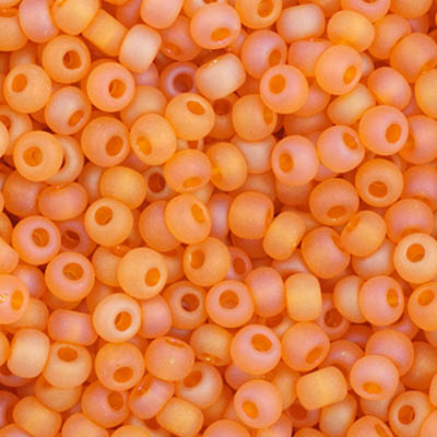 Czech Seed Bead 11/0 Transparent Light Orange Matt AB, 34967V