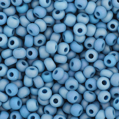 Czech Seed Bead 11/0 Opaque Medium Blue AB Matt, 35064V