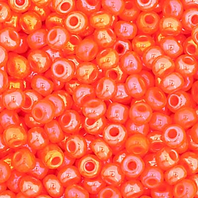 Czech Seed Bead 11/0 Opaque Orange Rainbow Luster, 35076V