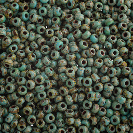 Miyuki Seed Bead 6/0 Opaque Turquoise Blue Picasso, 4514