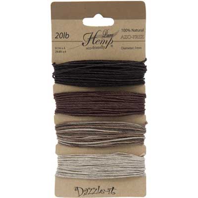 Hemp 100% Natural 1mm Earthy Colours, 00