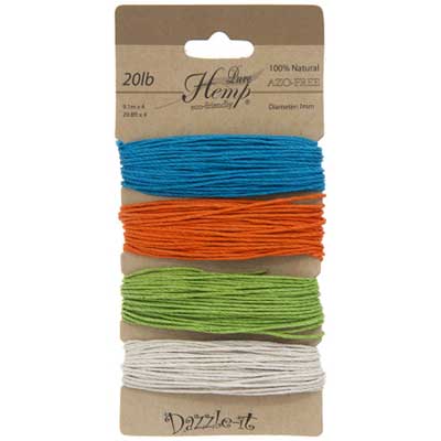 Hemp 100% Natural 1mm Bright Colours, 03